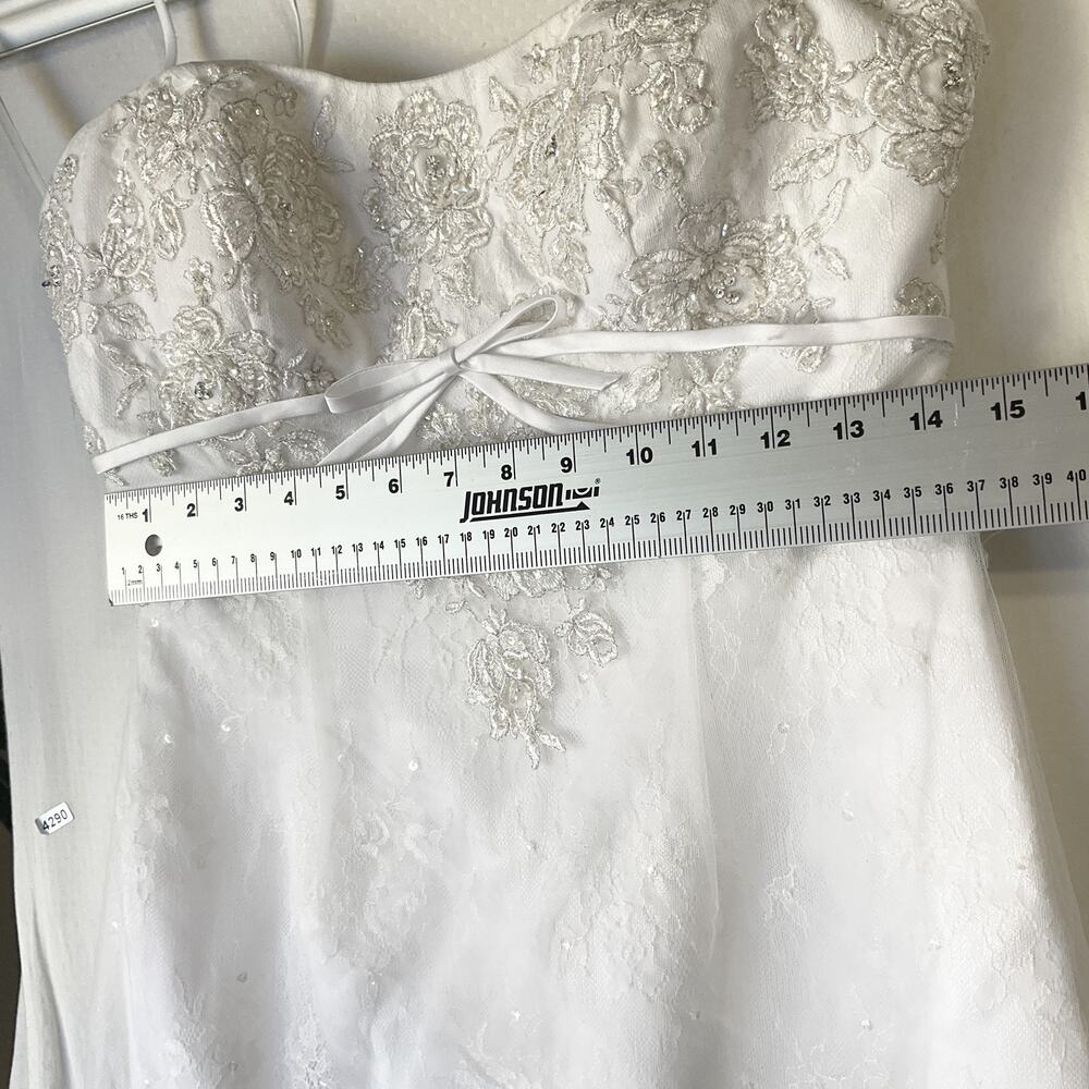 David’s Bridal Women Dress 12 White Rayon Floral A-Line SY9501 Wedding Embroided - Picture 6 of 16